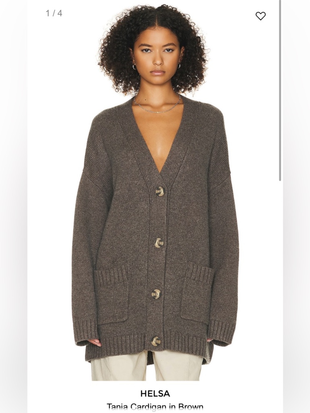 NWT HELSA Brown Oversized V-Neck Tania Cardigan